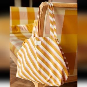 SEZANE LARGE LIGHTWEIGHT YELLOW PINK STRIPED TOTE BAG